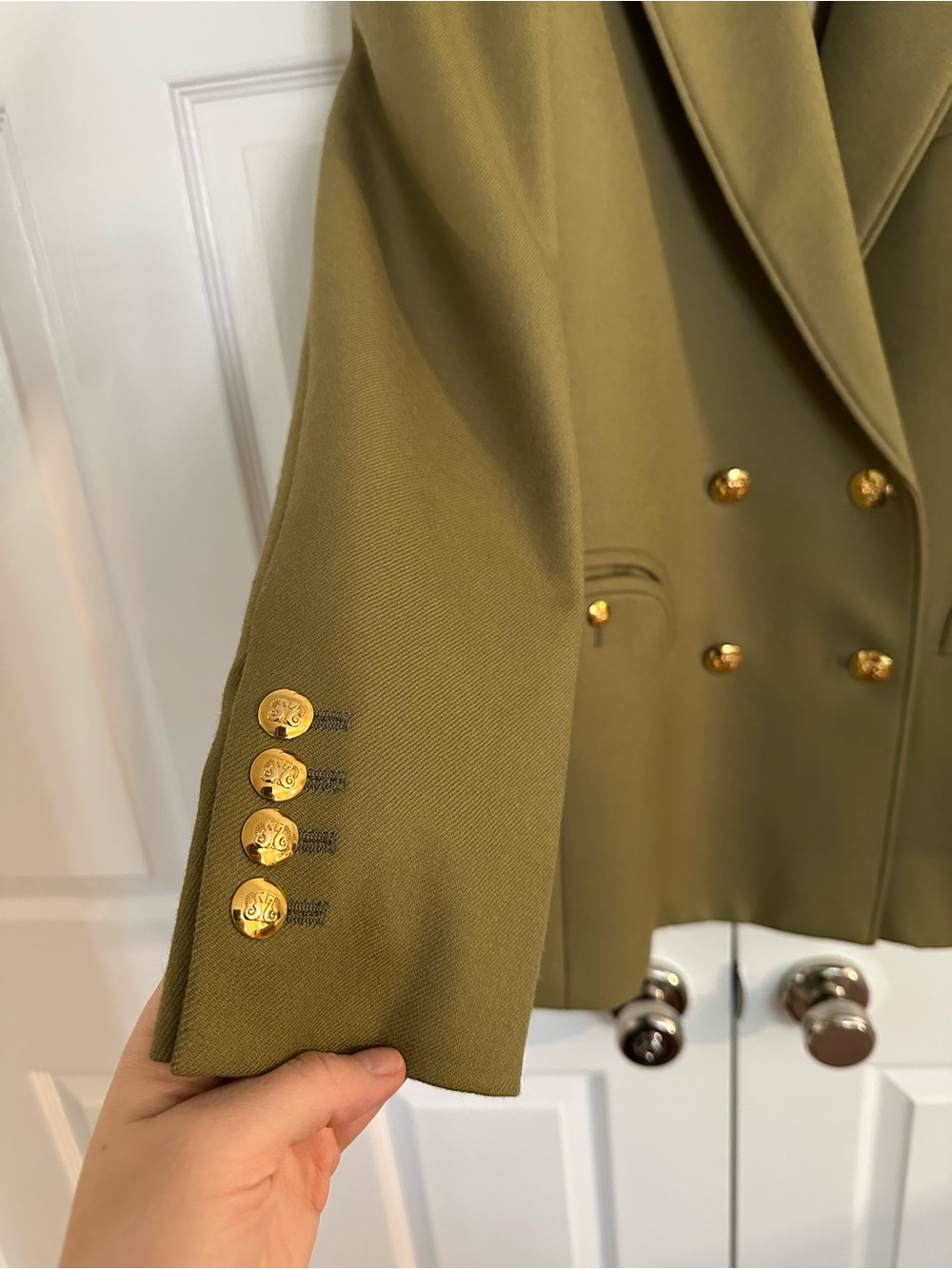 Blaze Milano Gold-Button Olive Double-Breasted Women's Blazer - Picture 2 of 7